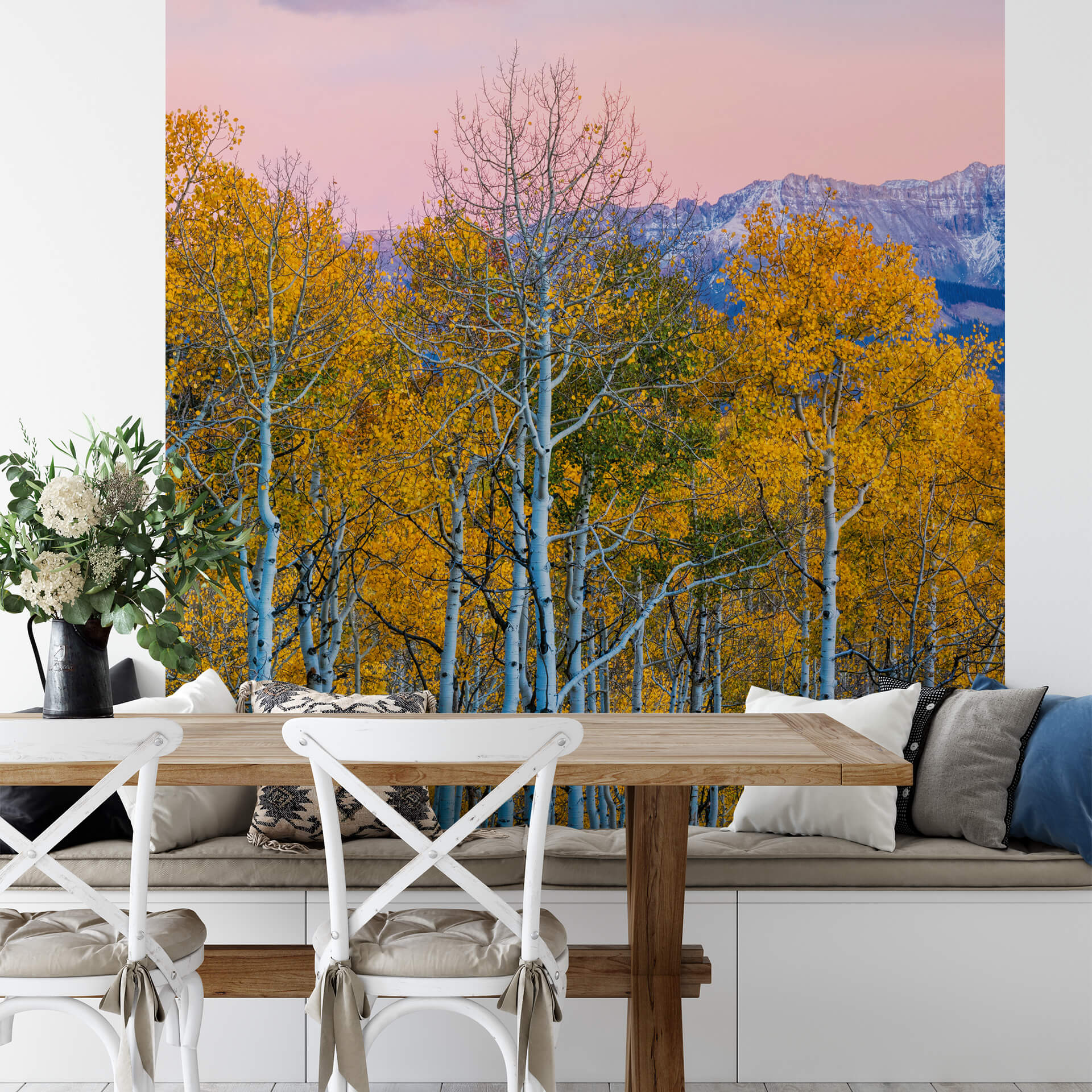 Fototapete Birches And Mountains 1,92 x 2,6 m