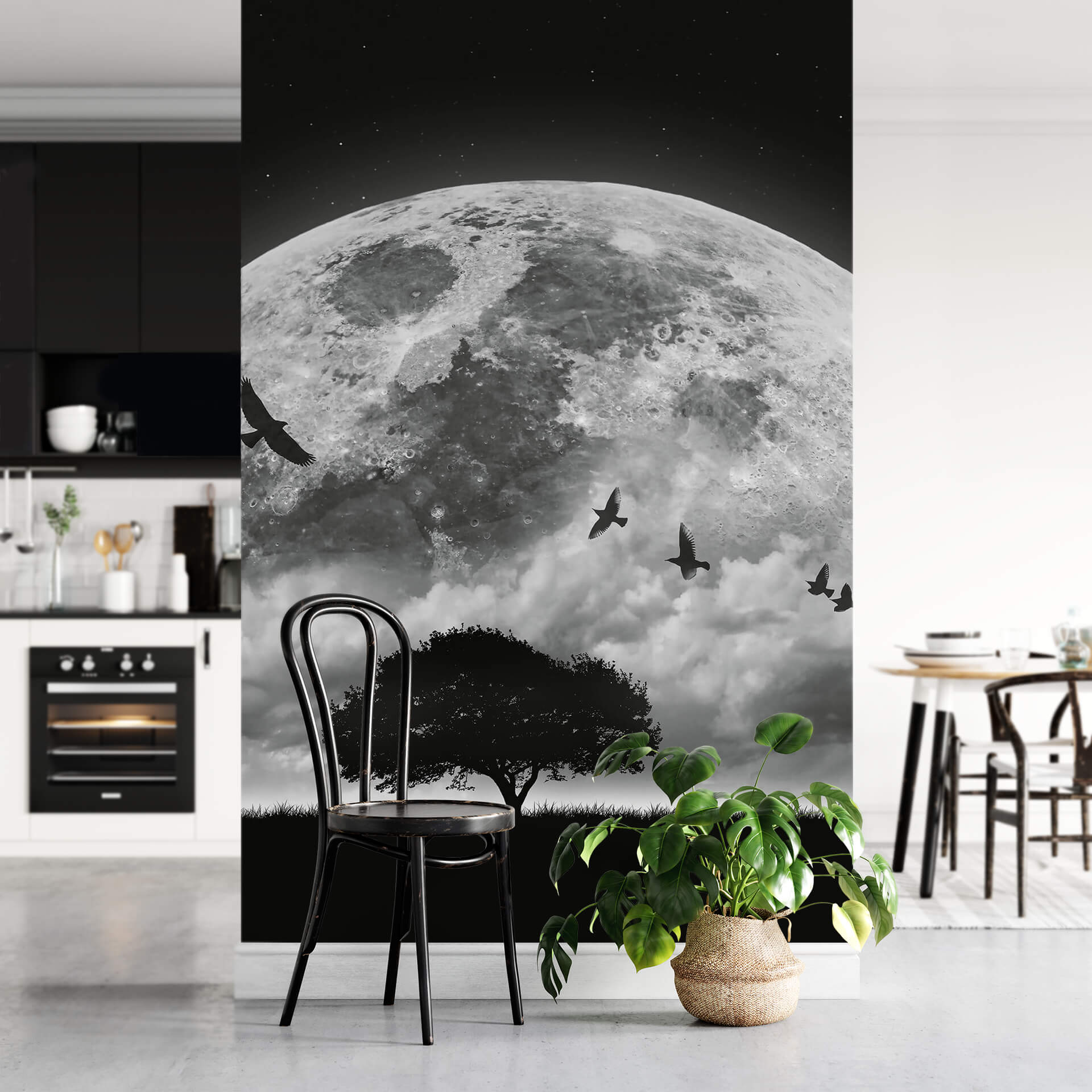 Fototapete Moon and Birds 1,92 x 2,6 m