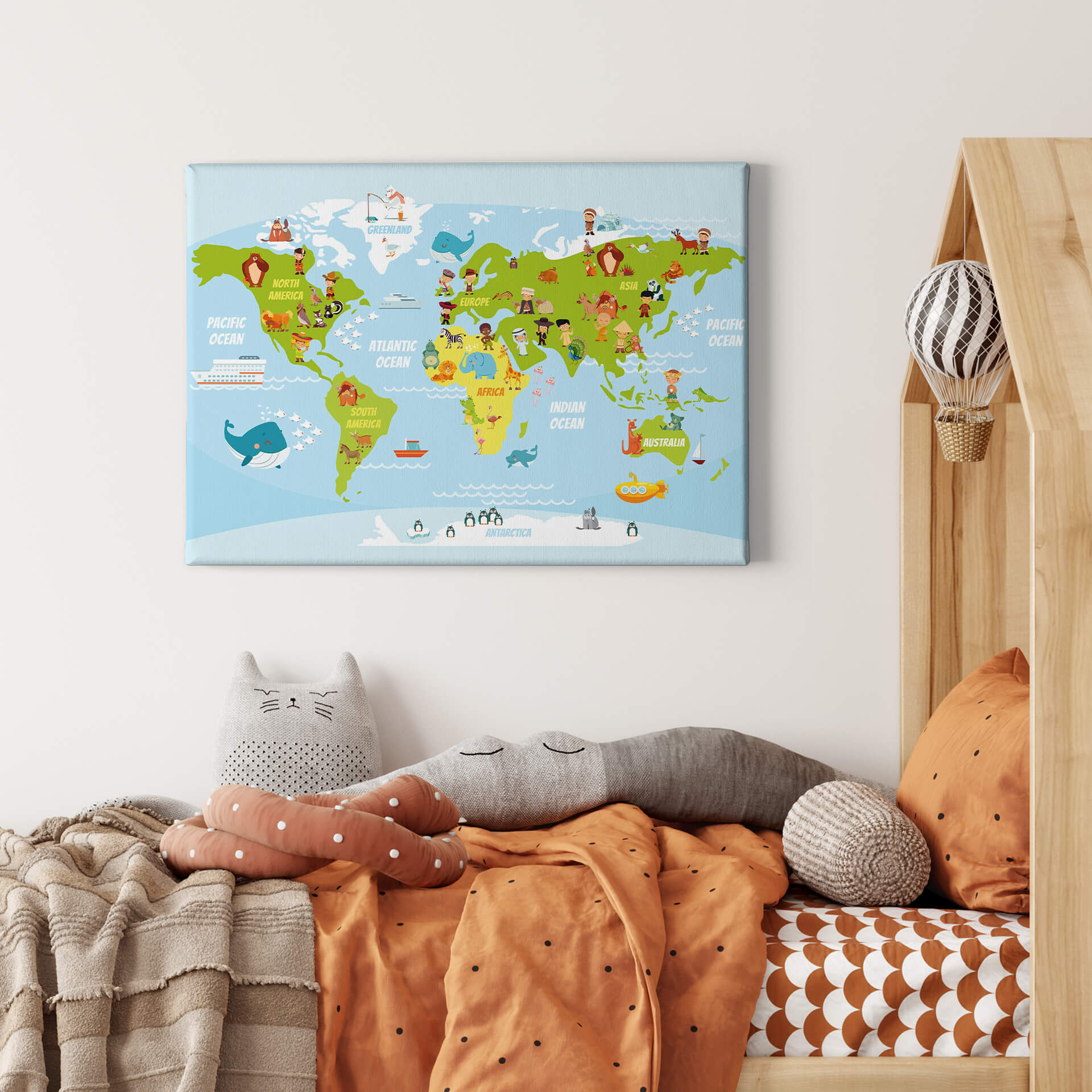 LEINWAND 4 Kids WORLD MAP 70 x 50 cm