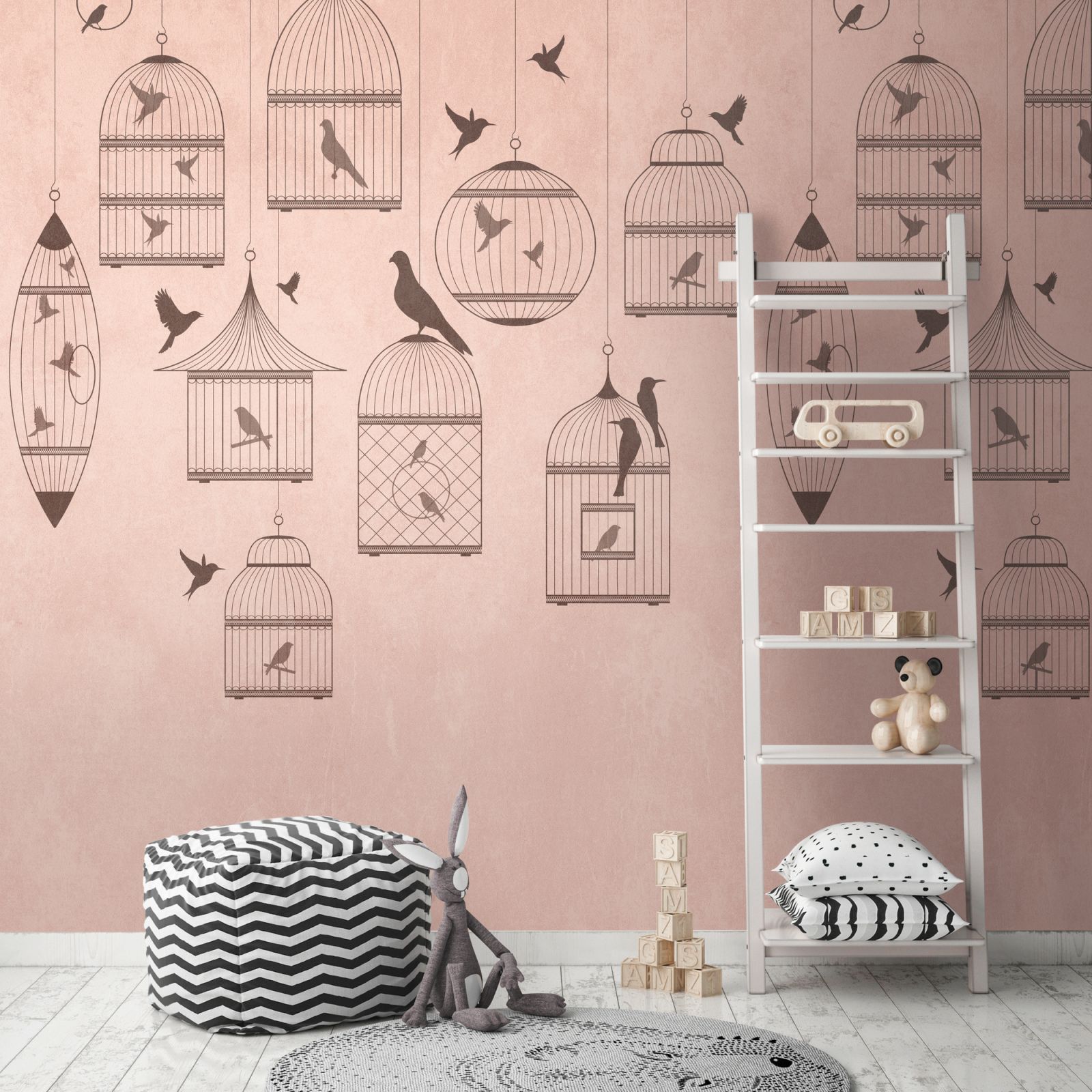 The Wall - Birdcages - Rosa, Beige
