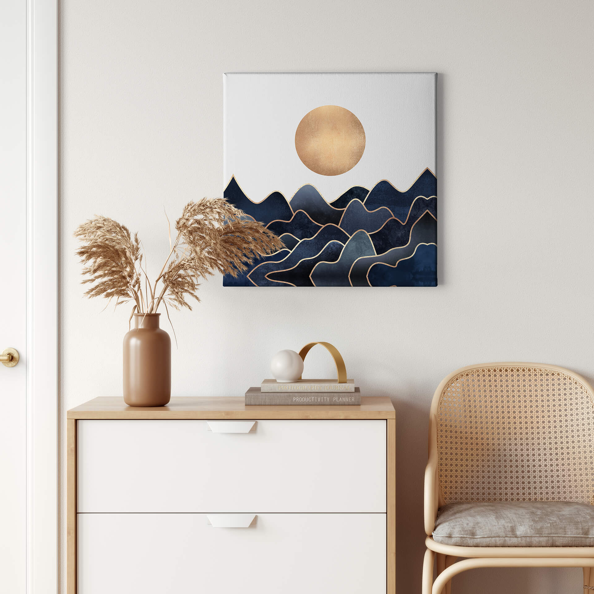 LEINWAND WAVES AND SUN Fredriksson 50 x 50 cm