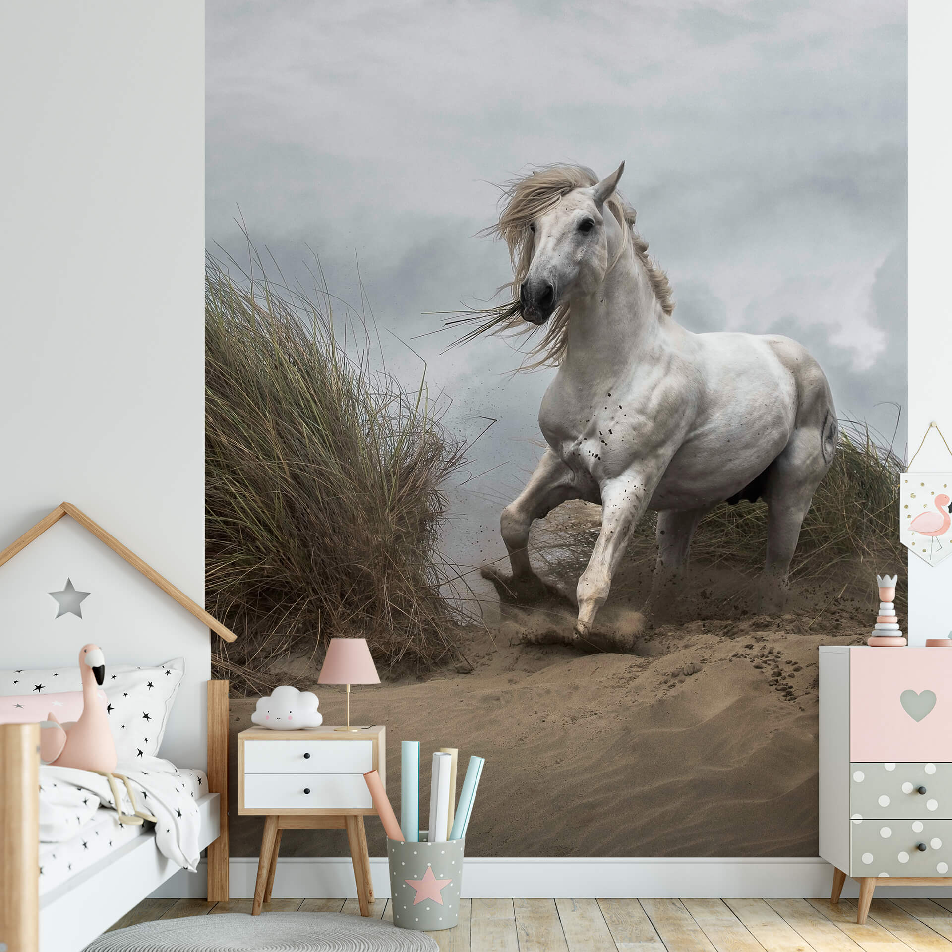 Fototapete White Wild Horse 1,92 x 2,6 m
