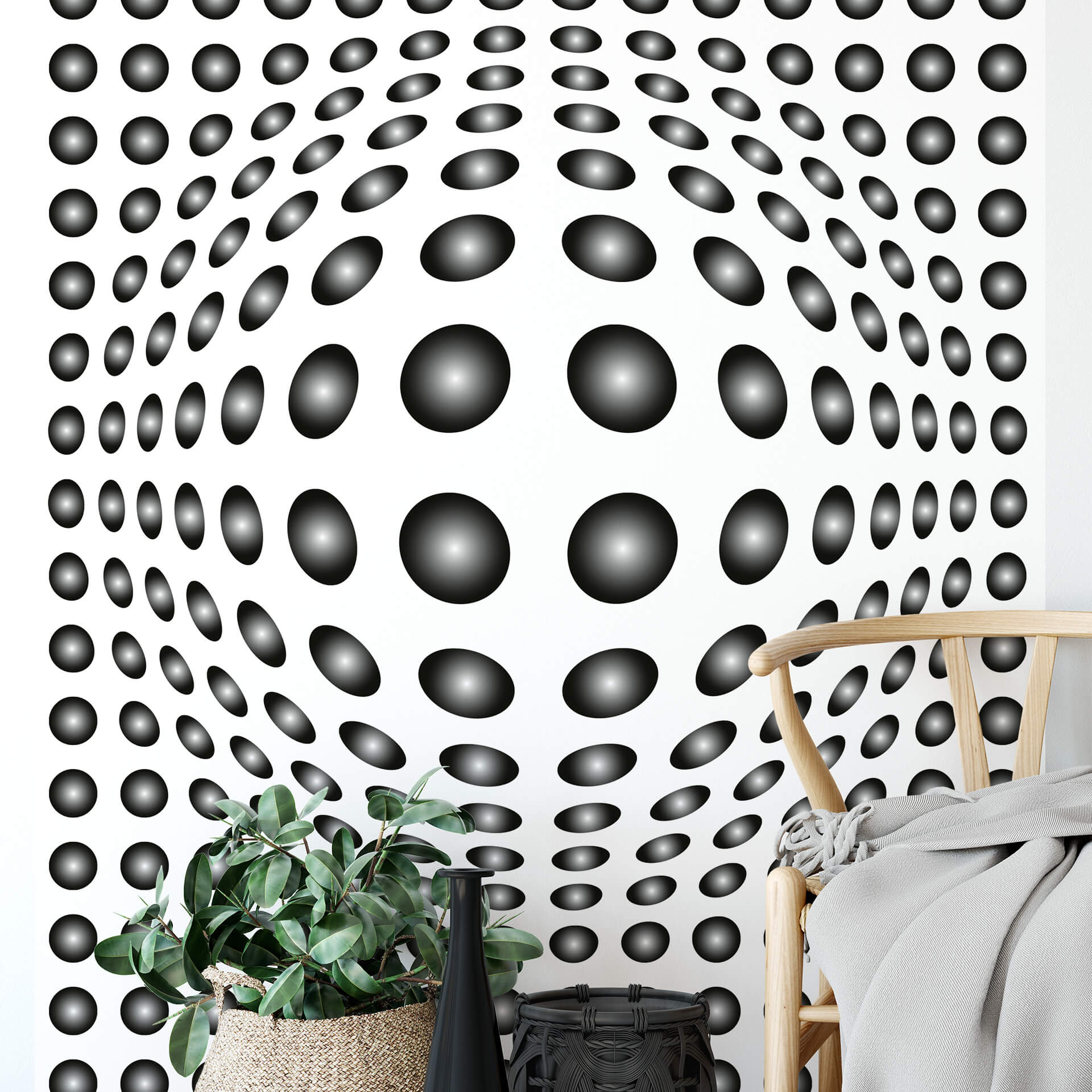 Fototapete Dots Black And White 1,92 x 2,6 m