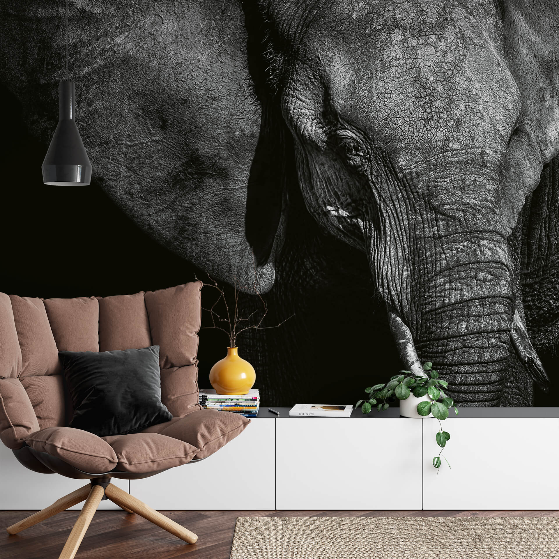 FOTOTAPETE BEAUTIFUL ELEPHANT 3,84 x 2,60 m für WOHNZIMMER